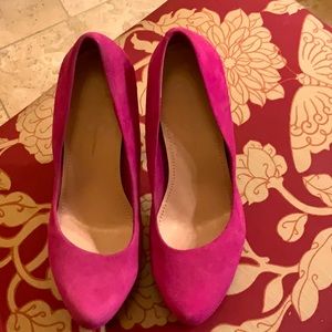 Pink suede stiletto heels
